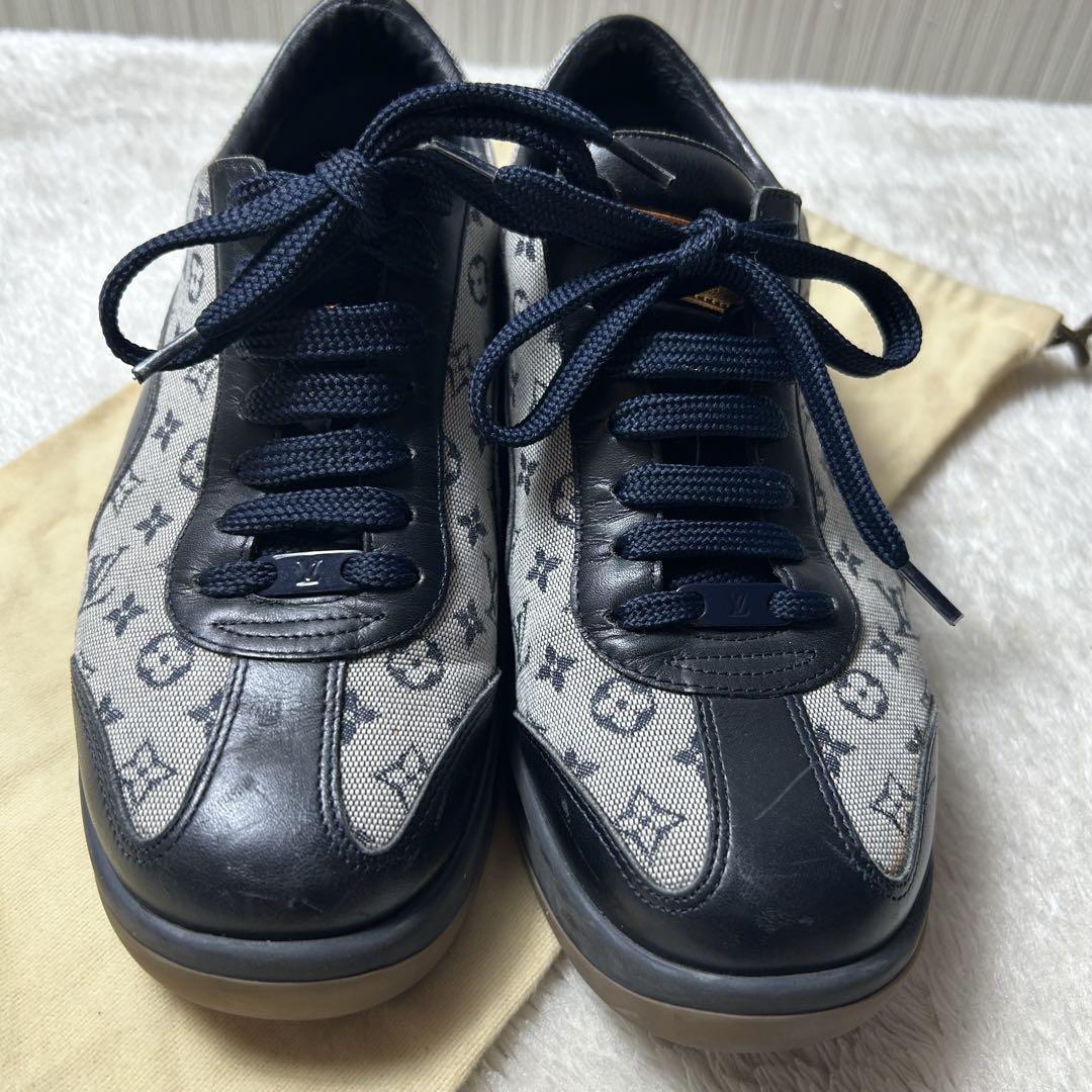 LV LOUIS VUITTON スニーカー モノグラム レザー ネイビー