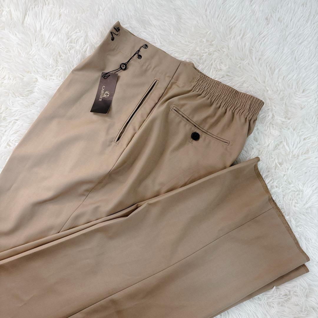 ガルニエ ストレッチ スラックス カシメホック イージーパンツ ベージュM GARNIER