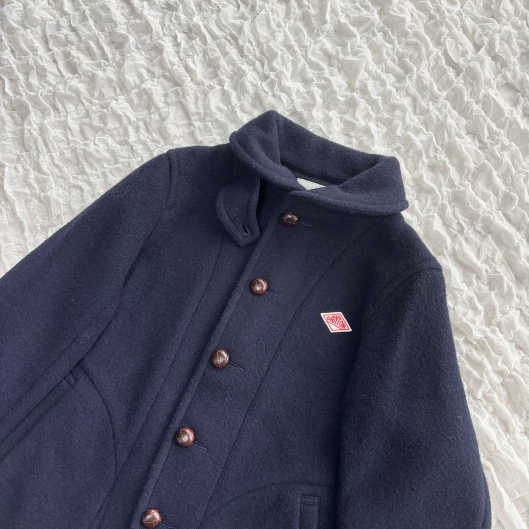 【美品】 DANTON (ダントン) ウールモッサ ノーカラージャケット 【美品】 DANTON (ダントン) ウールモッサ ノーカラージャケット