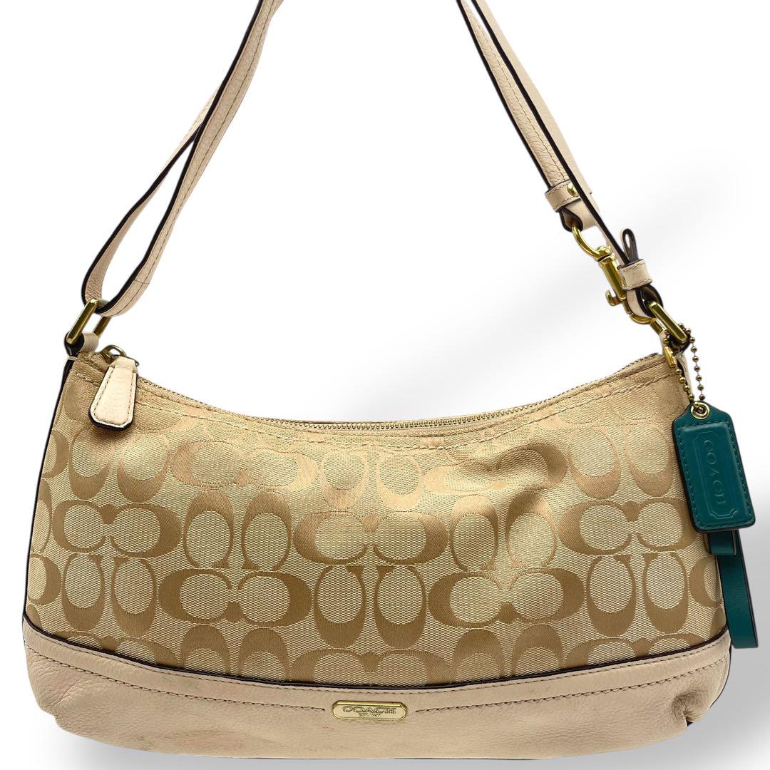 COACH トートバッグ キャンバス ベージュ シグネチャー 肩掛け