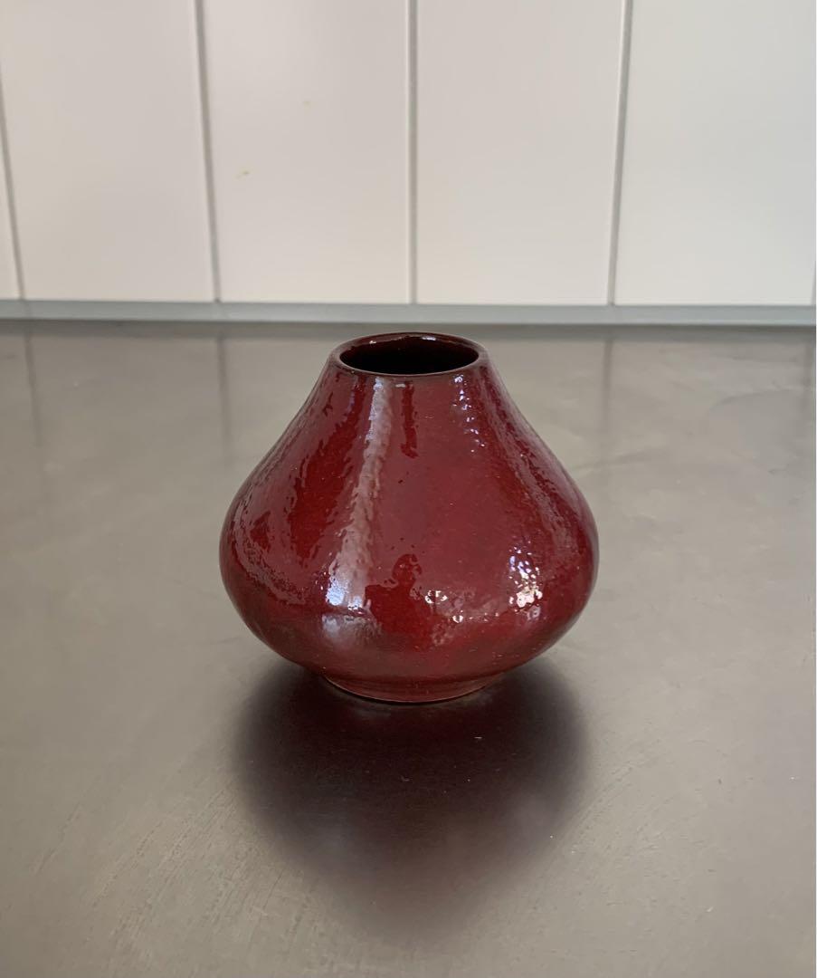 ドイツFat Lava  Heyne Hoy社製　ヴィンテージ赤の花瓶