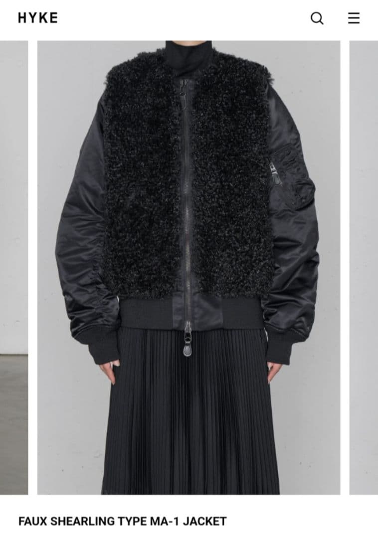 HYKE ハイク FAUX SHEARLING TYPE MA1JACKET 1M HYKE