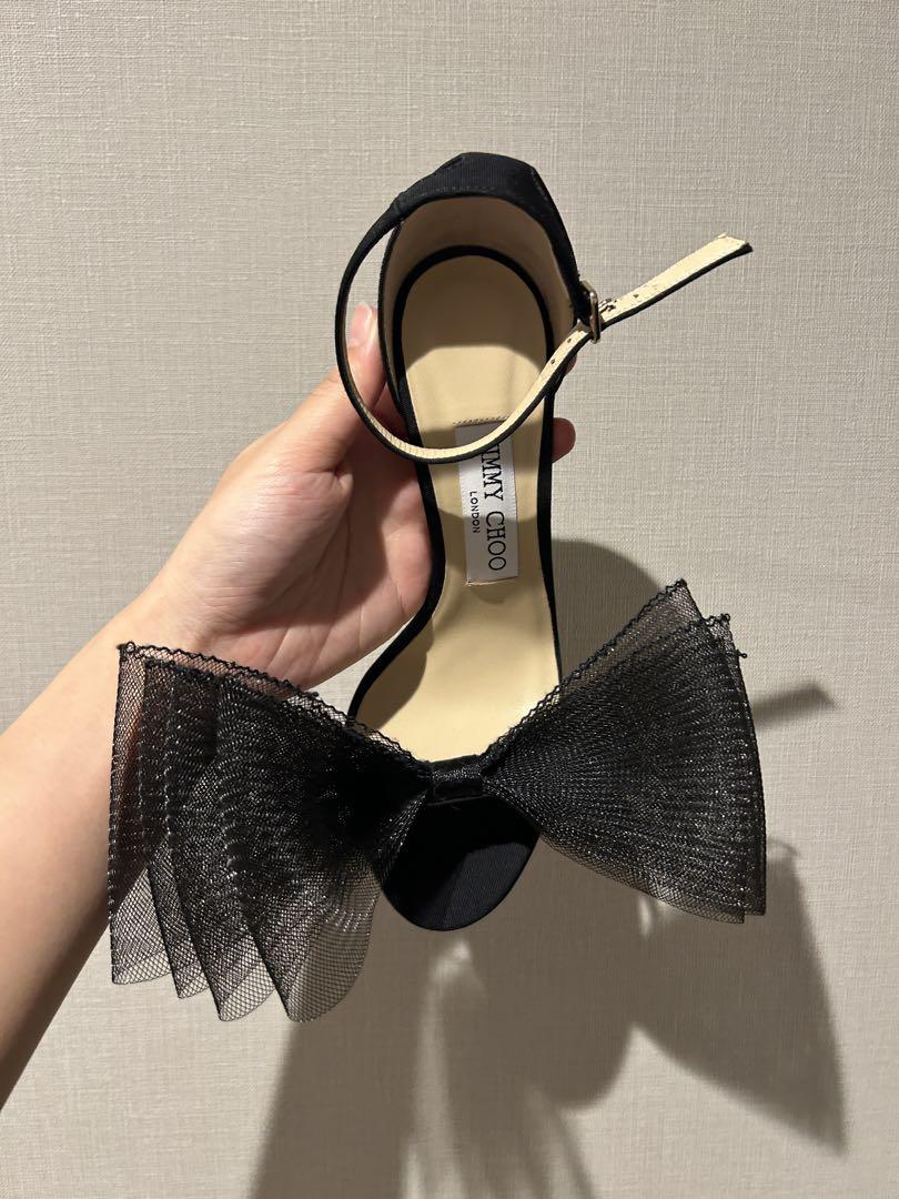 JIMMY CHOO ハイヒール ミュール ブラック リボン ブライダル JIMMY CHOO ハイヒール ミュール ブラック リボン ブライダル