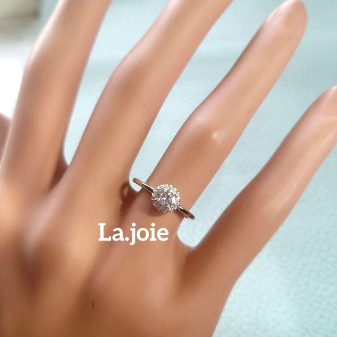 最高品質 人工ダイヤ 0.3ct モアサナイト ヘイロー リング 【9号