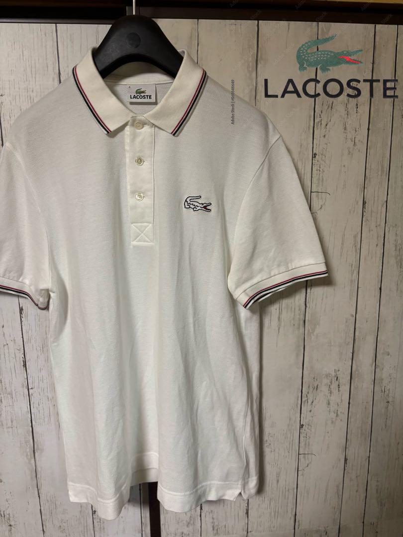 LACOSTE ポロシャツ ホワイト サイズL 希少デザイン