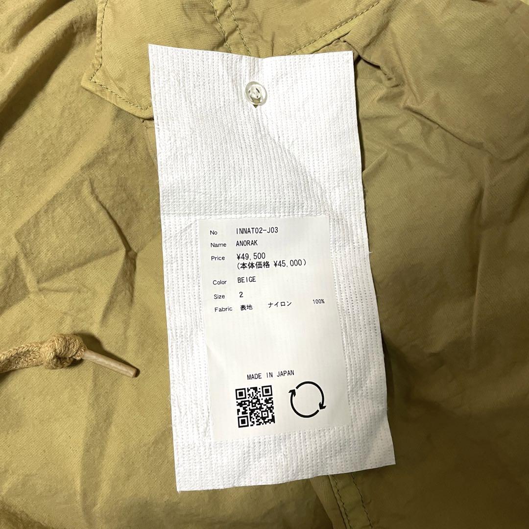 新品タグ付き INNAT アノラックパーカー