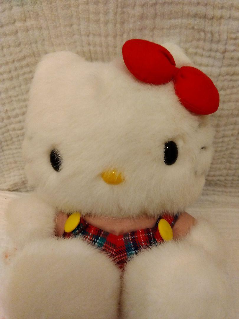 ハローキティ ぬいぐるみ チェック柄 オーバーオール レア ハローキティ ぬいぐるみ チェック柄 オーバーオール レア