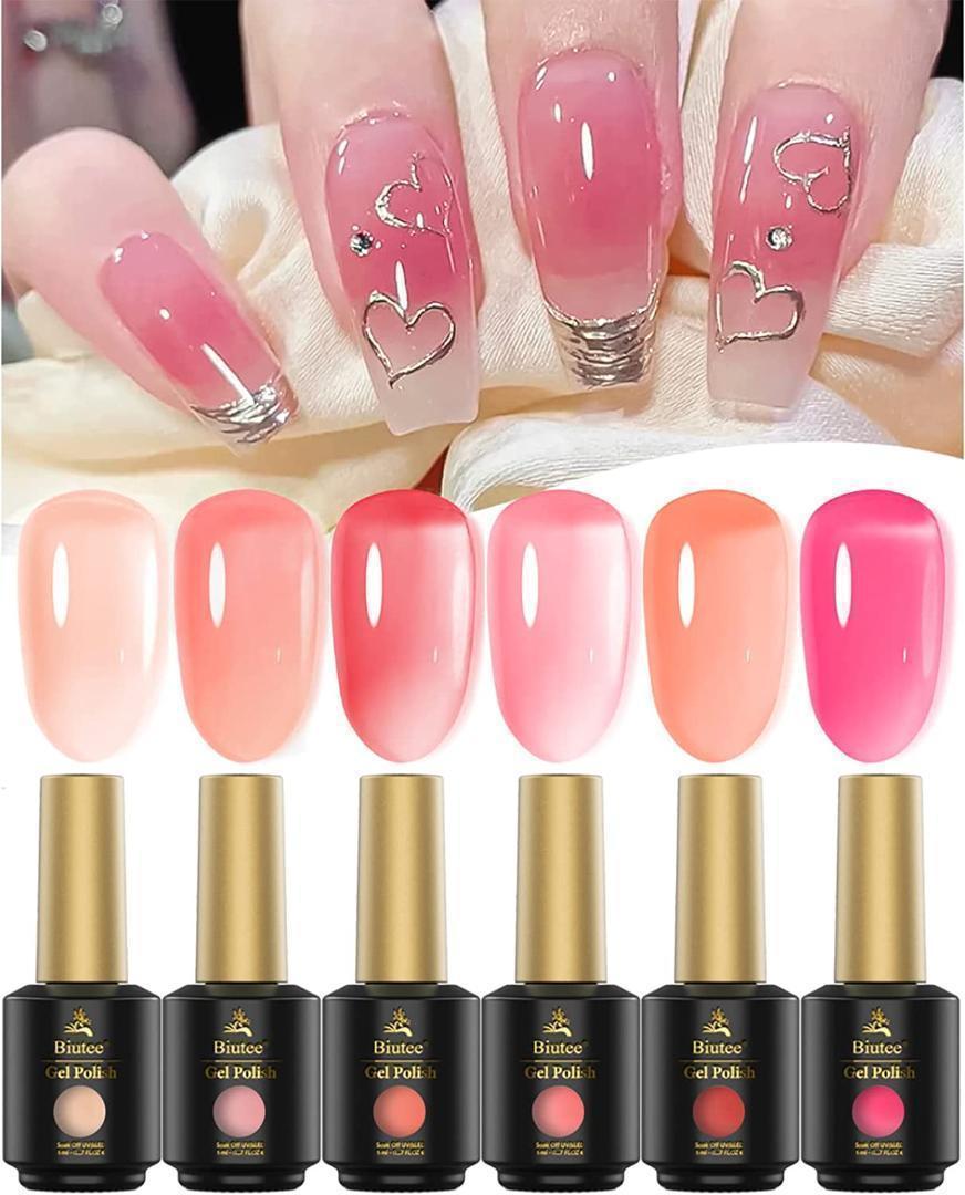 ✨カラーネイルジェル ピンクジェル 6色 8ml クリアピンク系 桜色