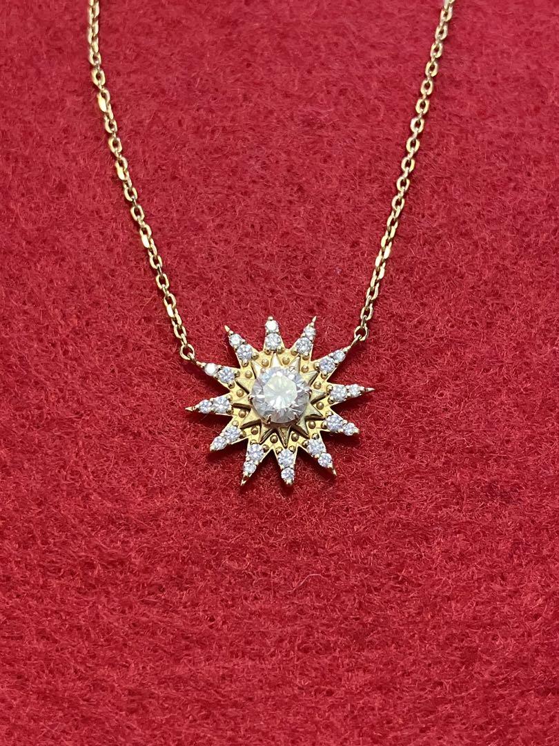 スタージュエリー K18YG ダイヤモンド ネックレス0.16ct 0.08ct