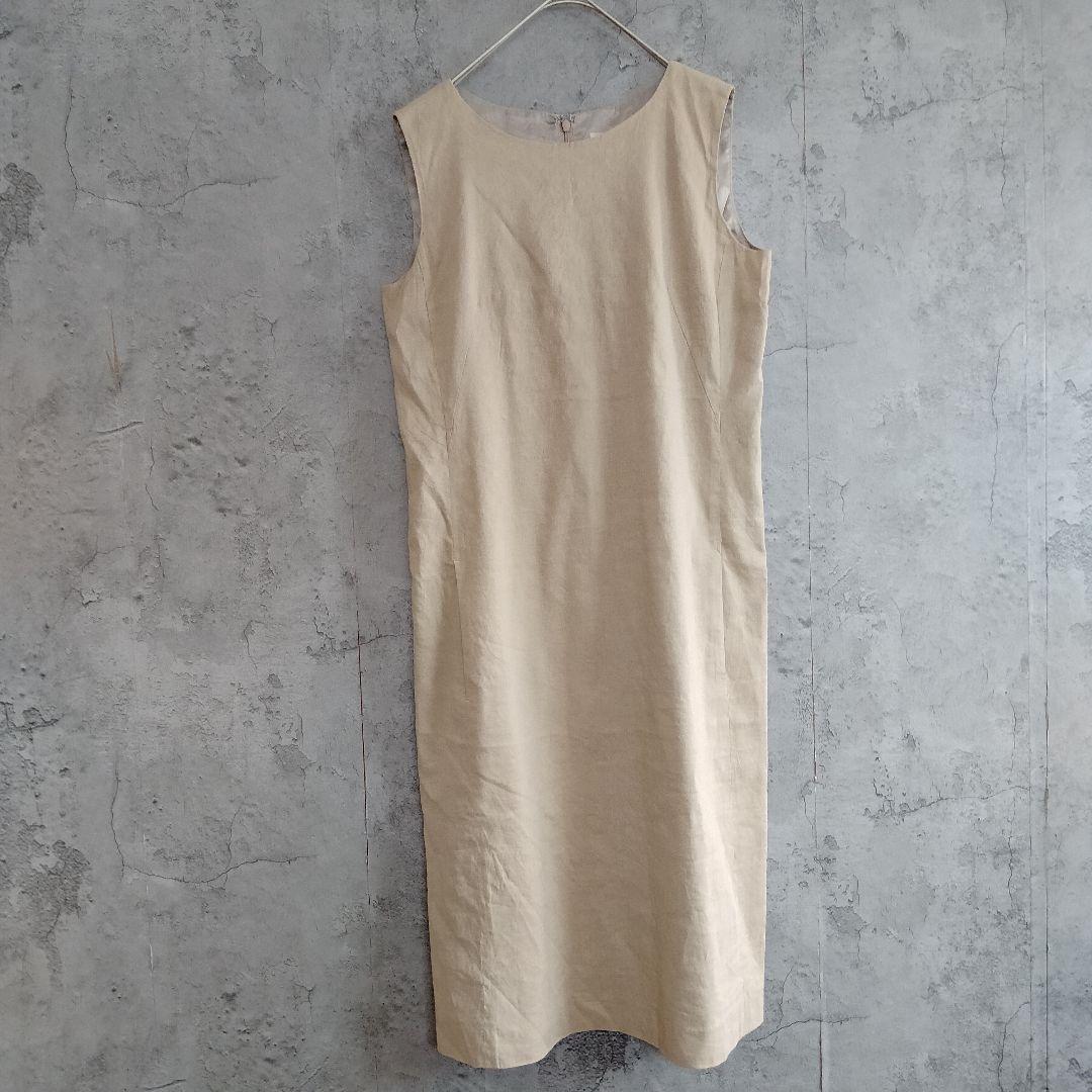 超美品　イネド　INED　麻混　ロング　ワンピース　ノースリーブ　ベージュ
