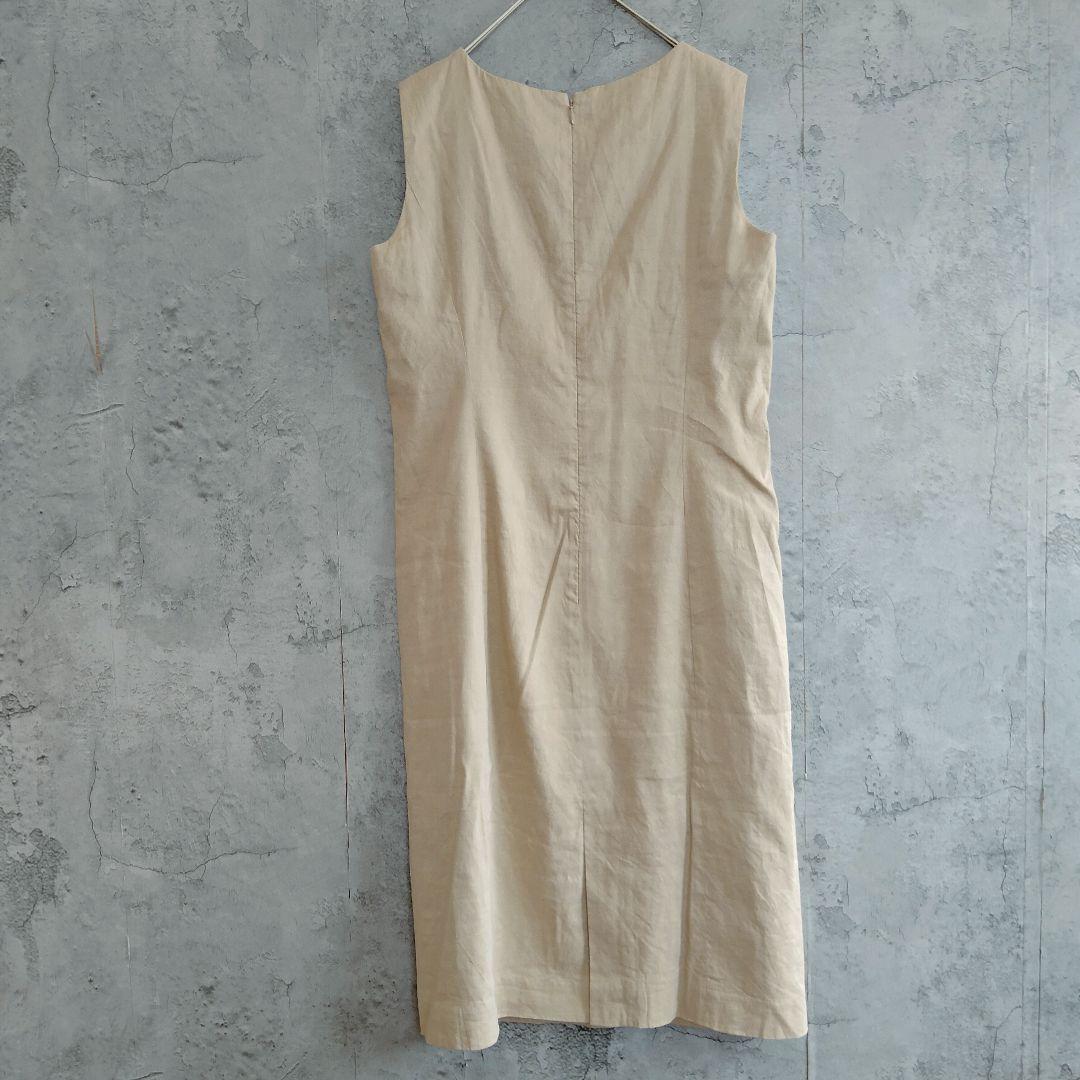 超美品　イネド　INED　麻混　ロング　ワンピース　ノースリーブ　ベージュ