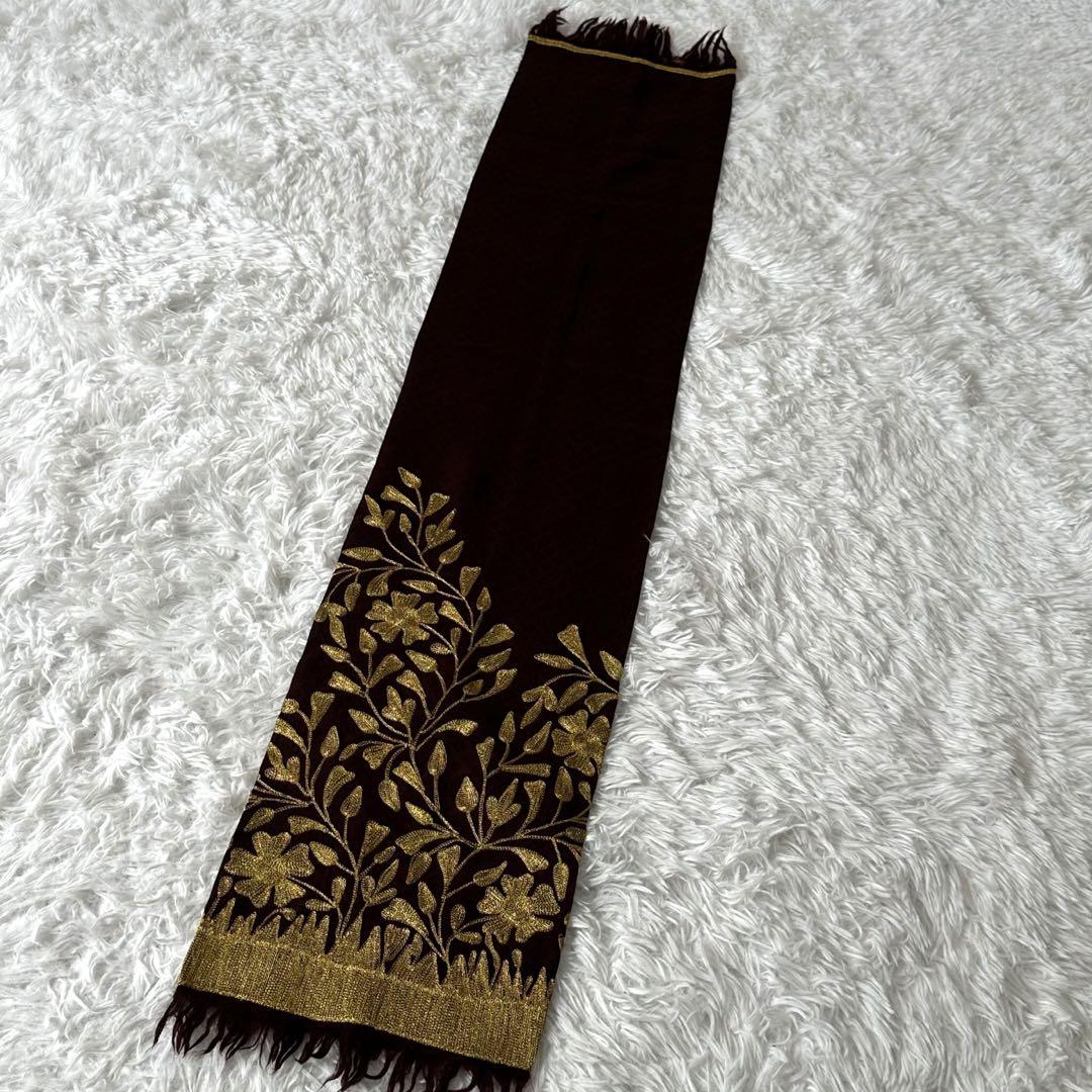 美品✨ドリスヴァンノッテン 金刺繍 総柄 マフラー ボルドー