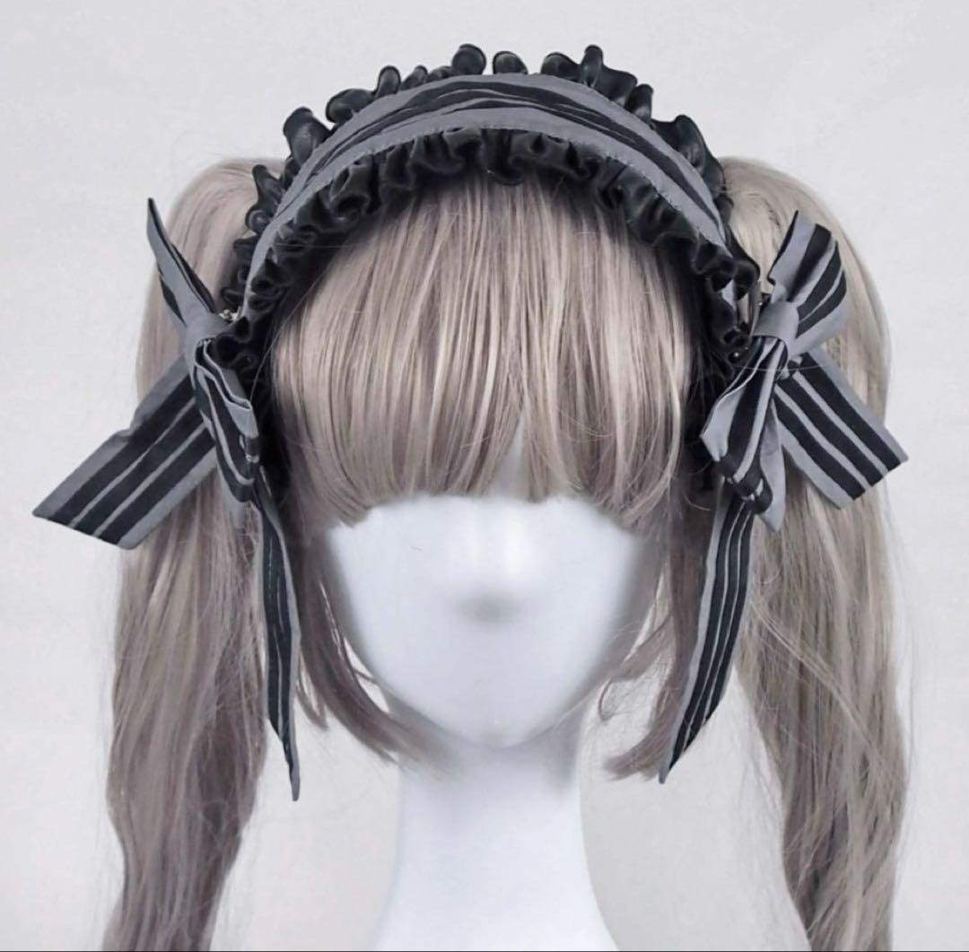 【HIDOLATRALTHEODOL】 リボンジャージヘッドドレス グレー