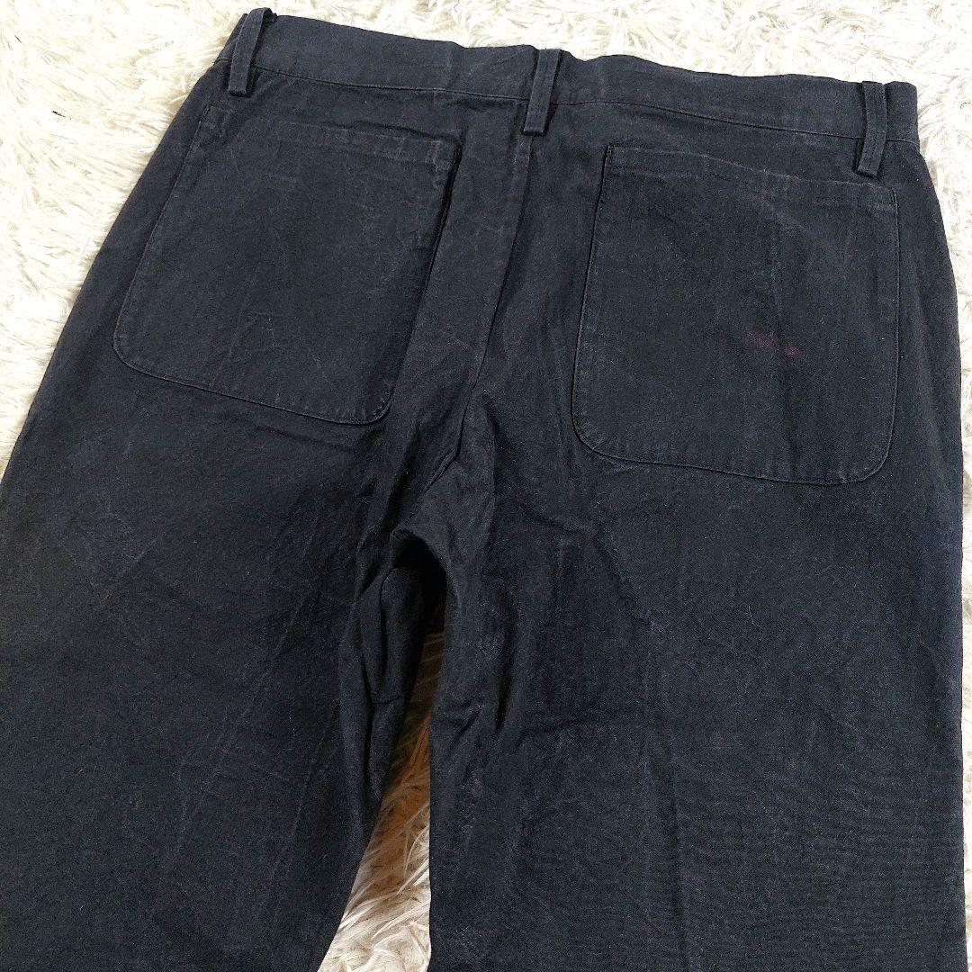 MAN-TLE 日本製 テーパードワイド ワーク 加工 コットンパンツ ブラック