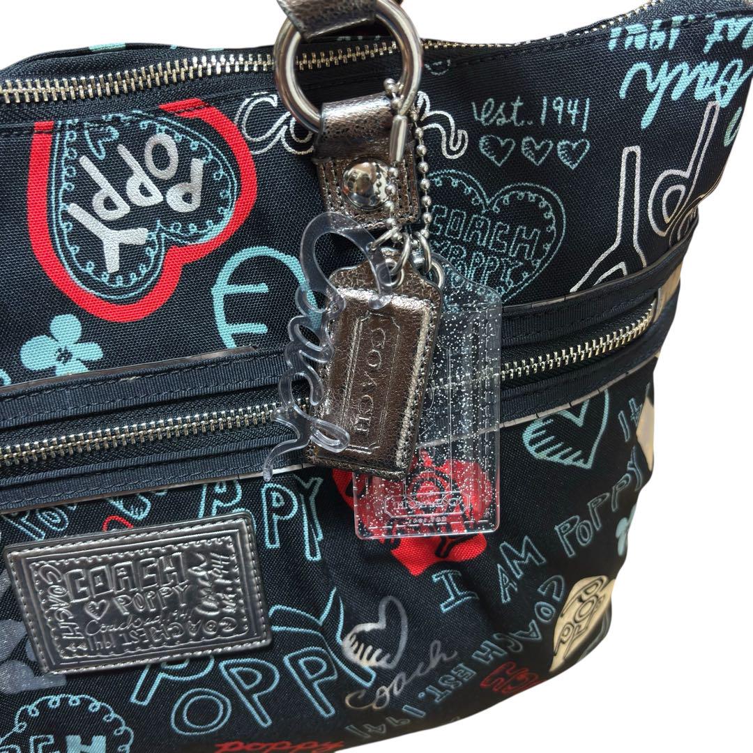 美品 COACH コーチ 16052 ポピー グラフィティグラム ジャガード