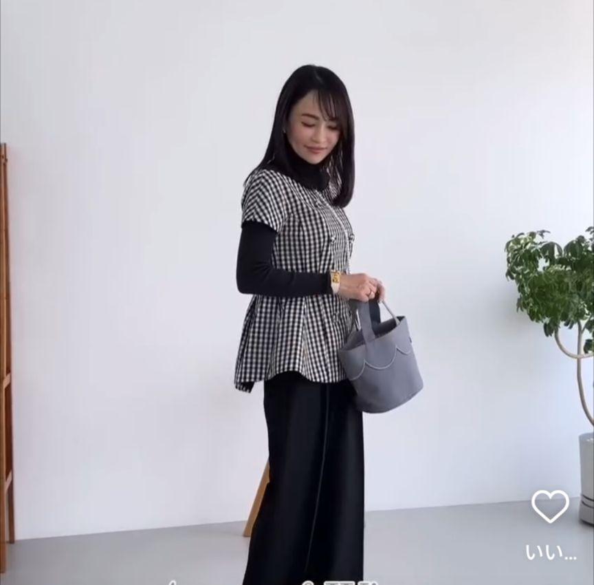 クラシカルチェックトップスペプラム MARONENONFEE
