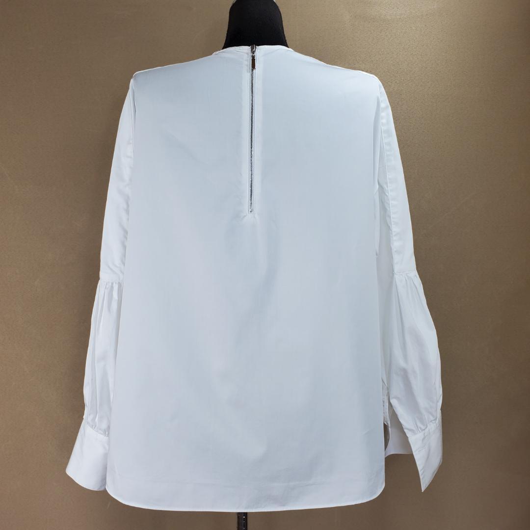 【美品】エブール Vネックプルオーバー シャツ ブラウス 日本製 白
