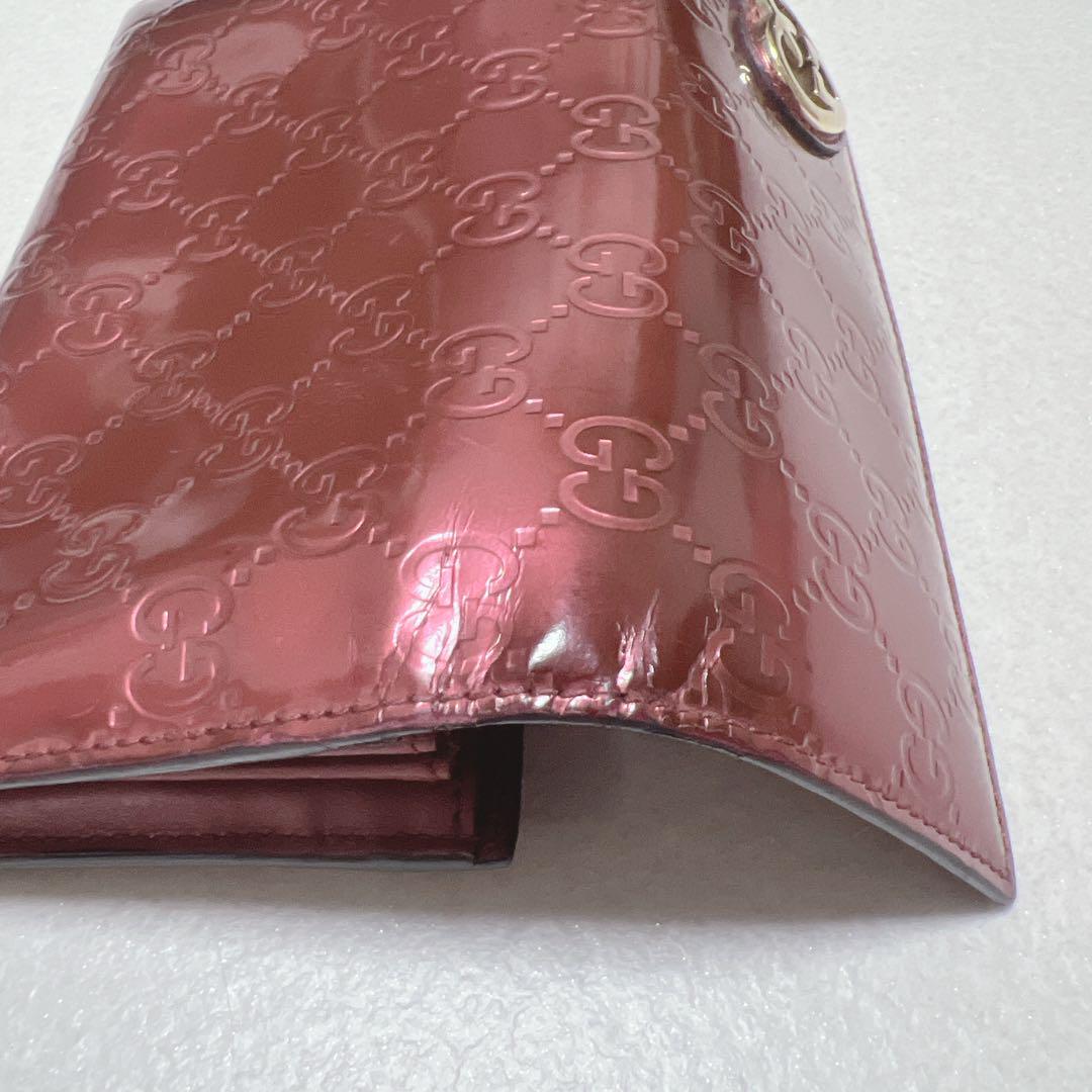 GUCCI グッチ シマ レザー レッド 長財布 ラブリーハート ワインレッド