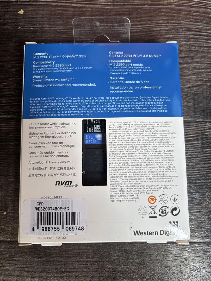 内蔵型SSD WD Blue SN5000 2TB NVMe SSD M.2 2280