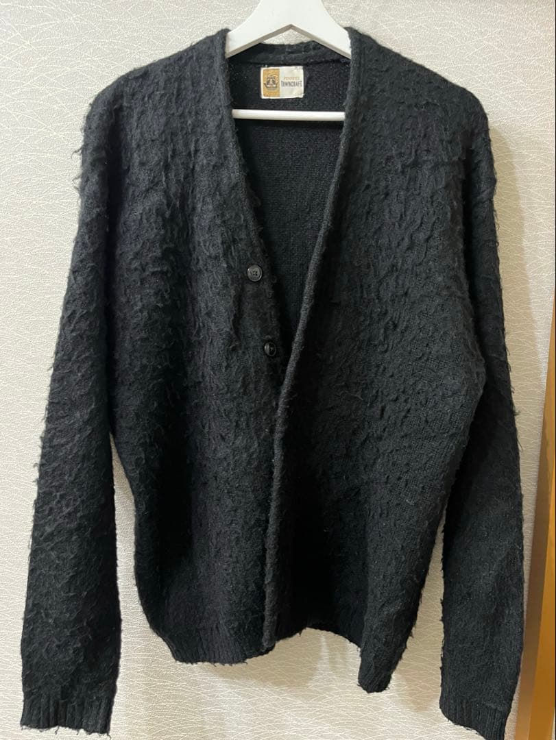 TOWNCRAFT タウンクラフト シャギー モヘア調カーディガン ブラックM TOWNCRAFT