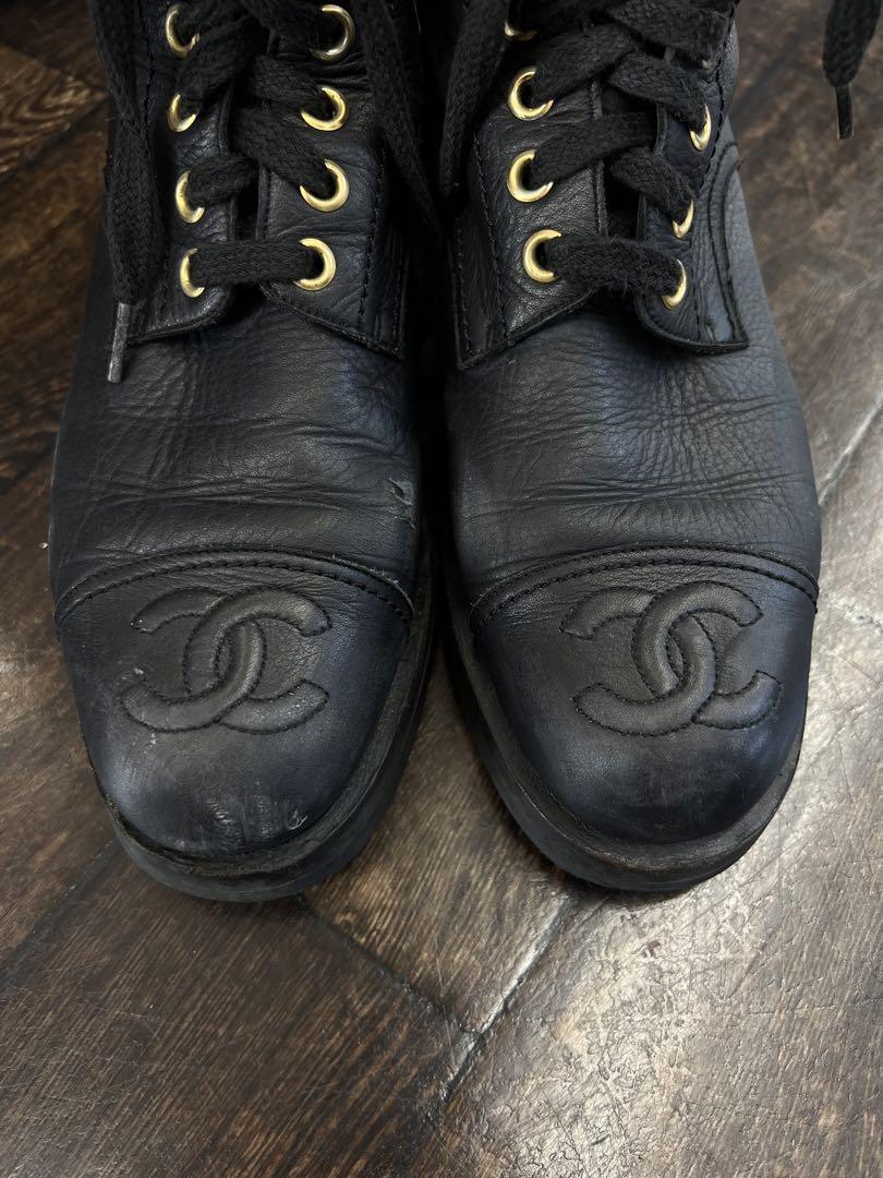 CHANEL 編み上げブーツ　ショートブーツ