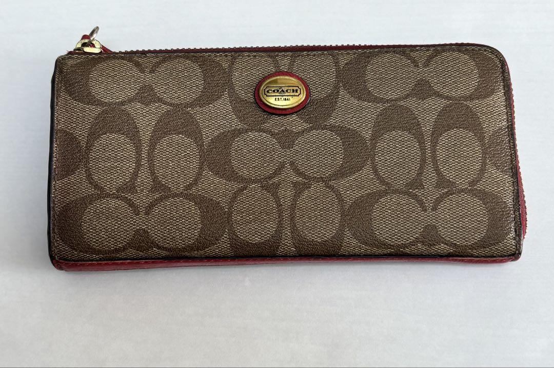 COACH コーチ ロゴパターン 長財布 ブラウン