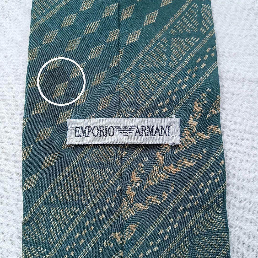EMPORIO ARMANI アルマーニ ネクタイ 新品 緑色 ひし形 ビジネス 訳あり】エンポリオアルマーニ ネクタイ 緑 幾何学模様 絹100