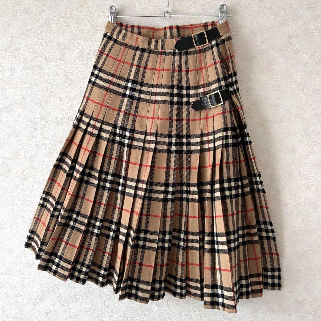 専用！90s BURBERRY ノバチェック柄 ロング丈 プリーツ 巻きスカート