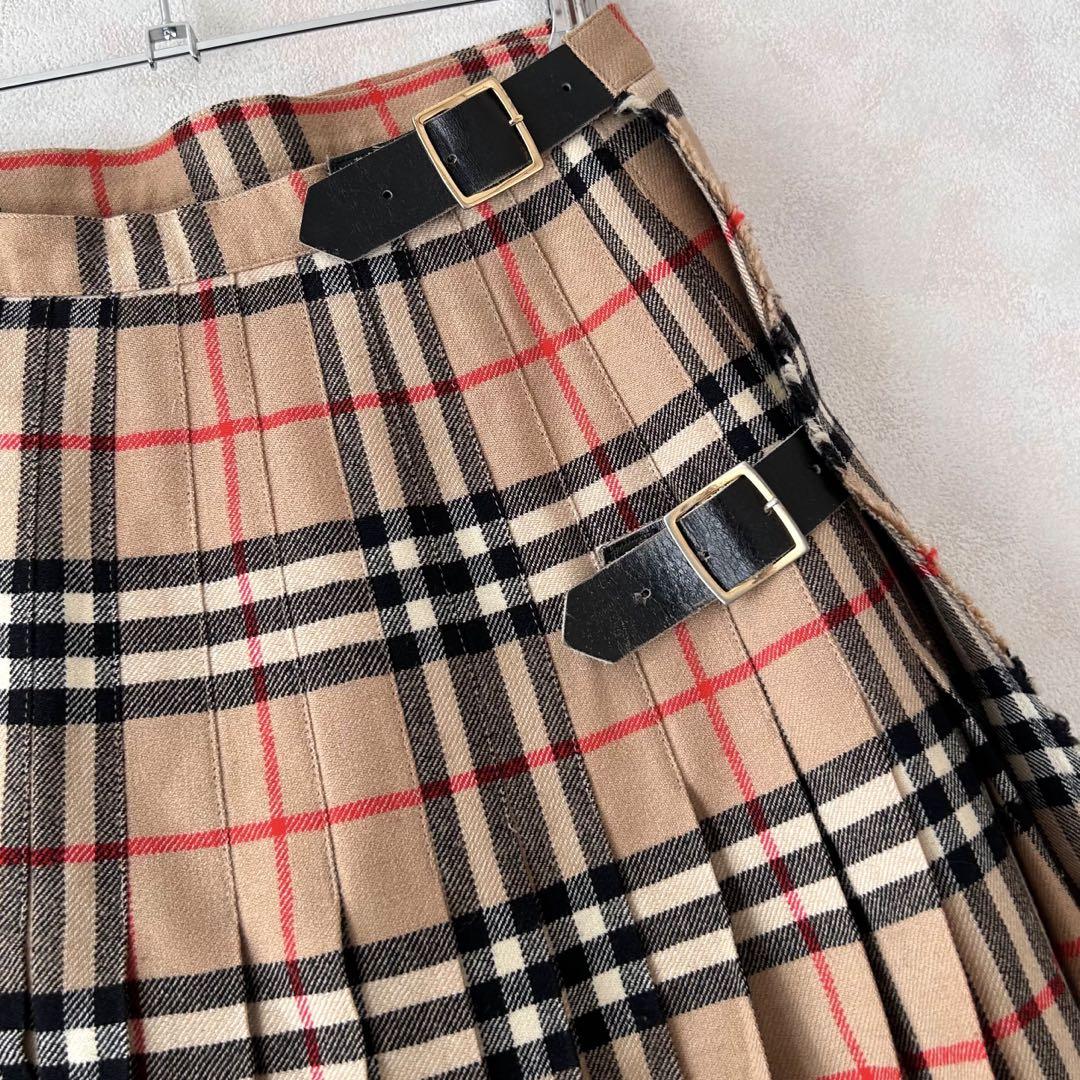専用！90s BURBERRY ノバチェック柄 ロング丈 プリーツ 巻きスカート