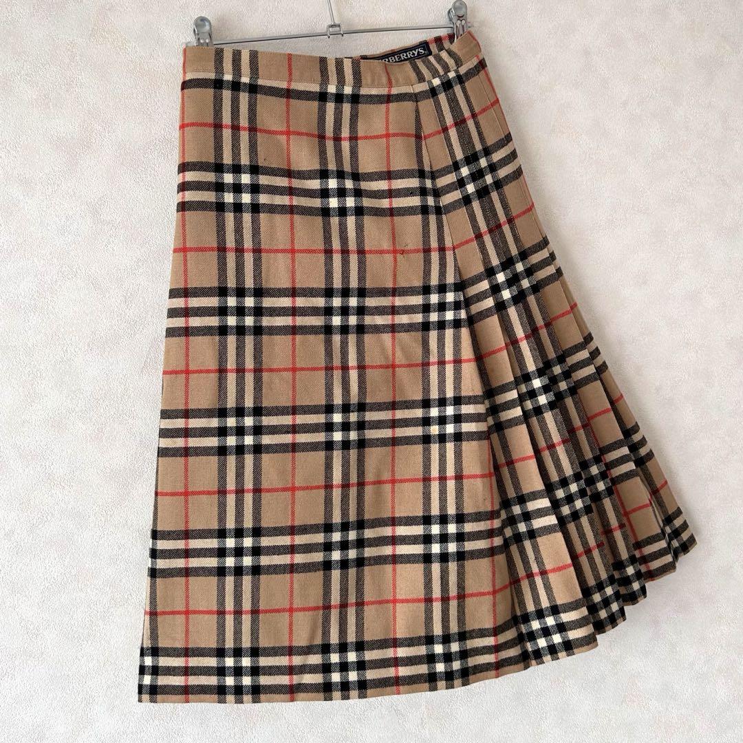 専用！90s BURBERRY ノバチェック柄 ロング丈 プリーツ 巻きスカート