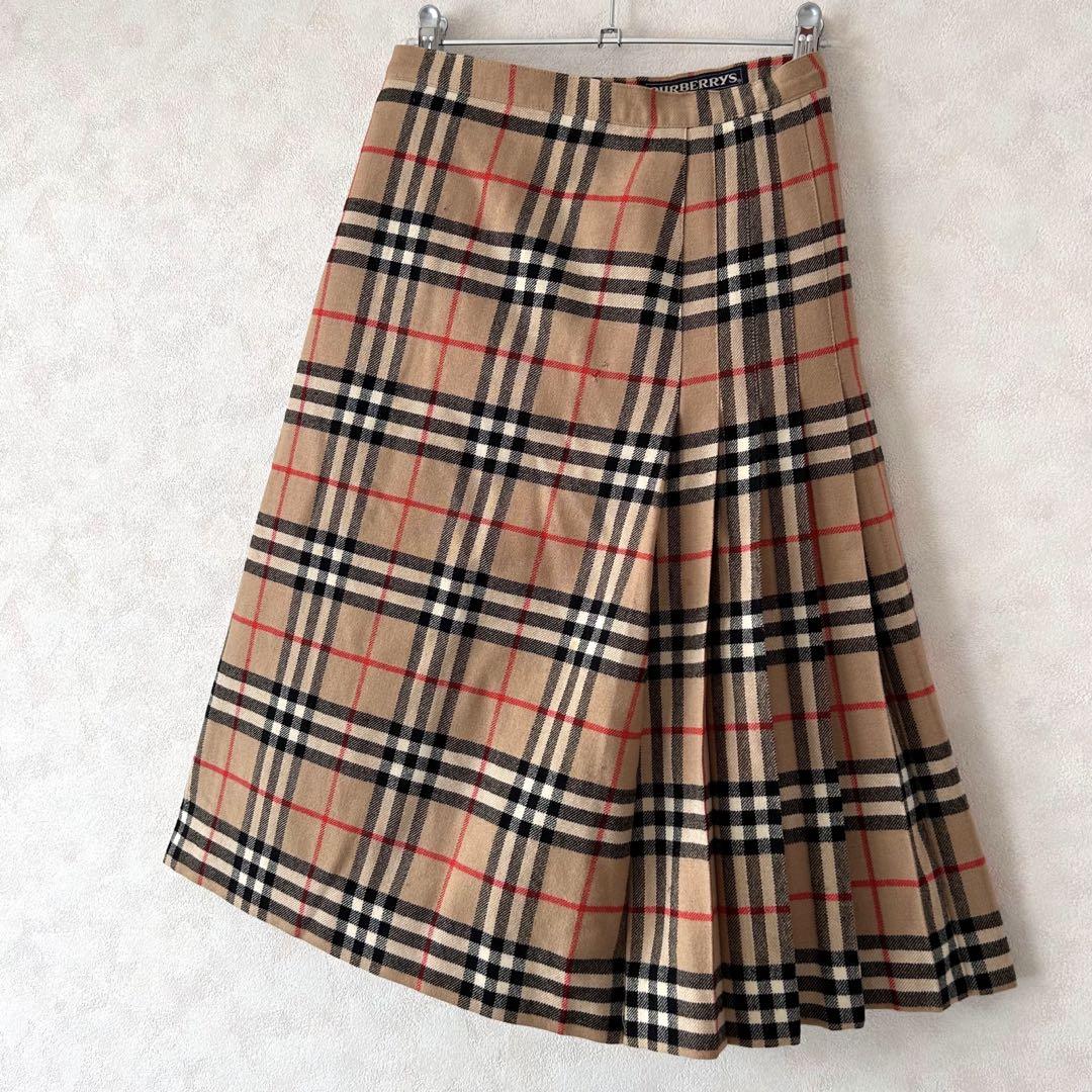 専用！90s BURBERRY ノバチェック柄 ロング丈 プリーツ 巻きスカート