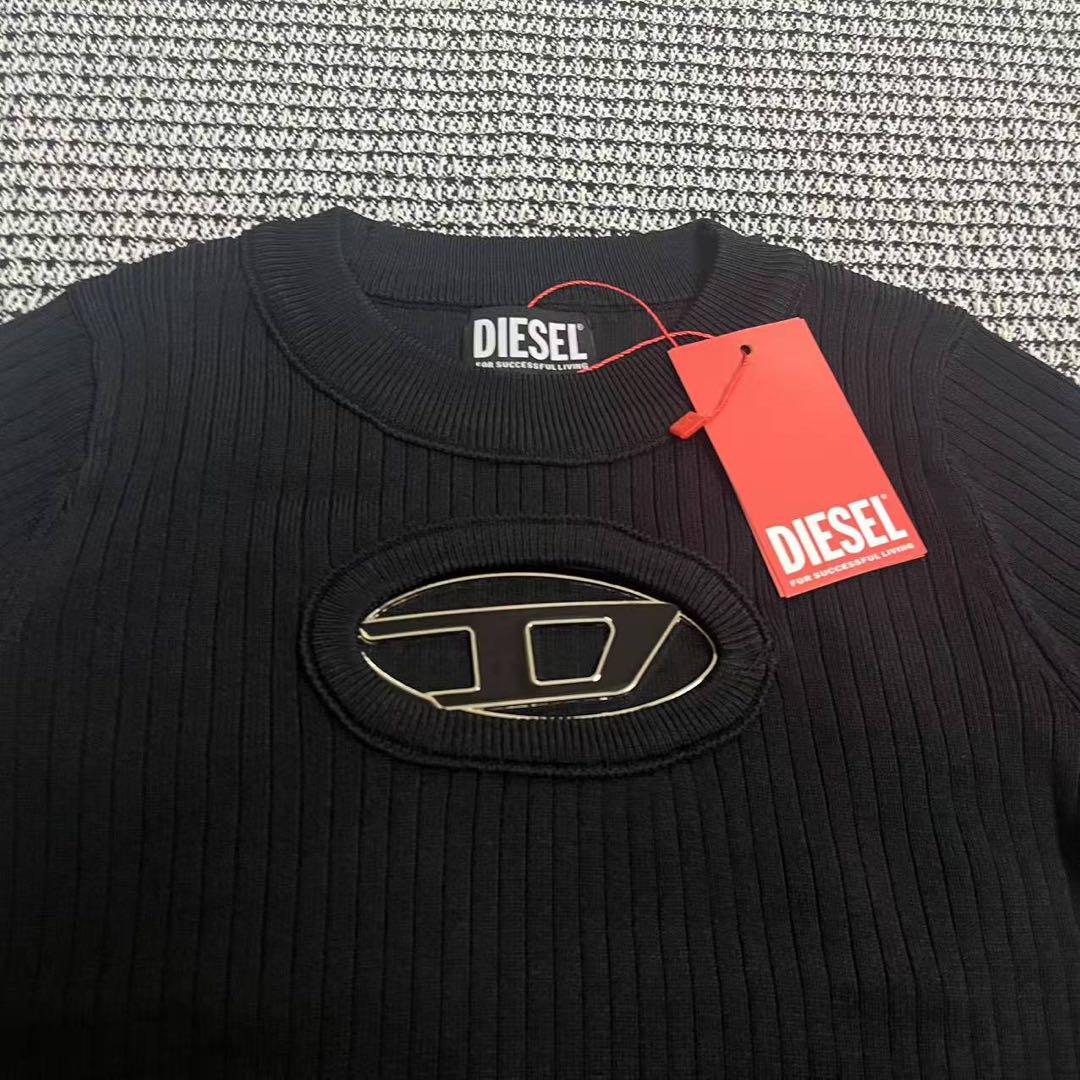 DIESEL ディーゼル ロゴ ニットセーター 長袖 ブラック サイズM