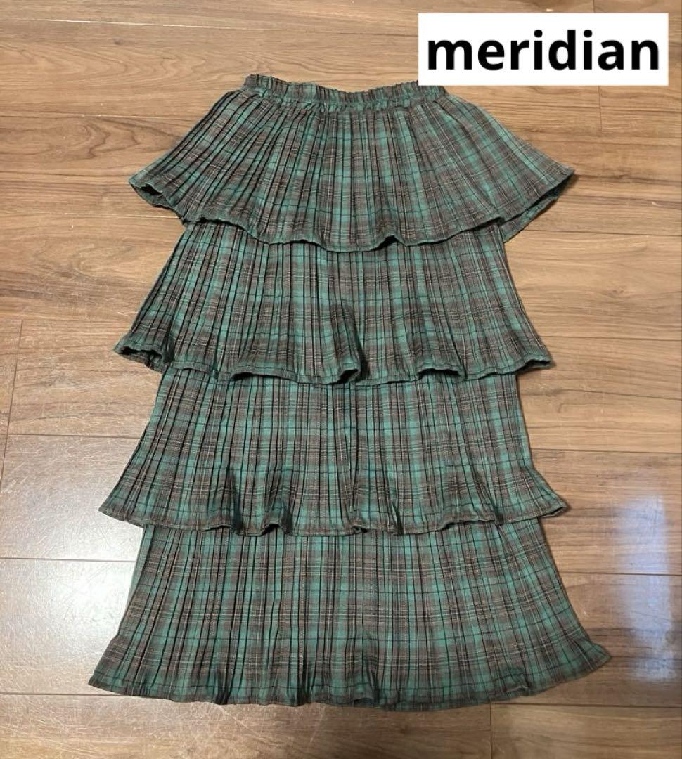 meridian メリディアン チェックラッフルスカート