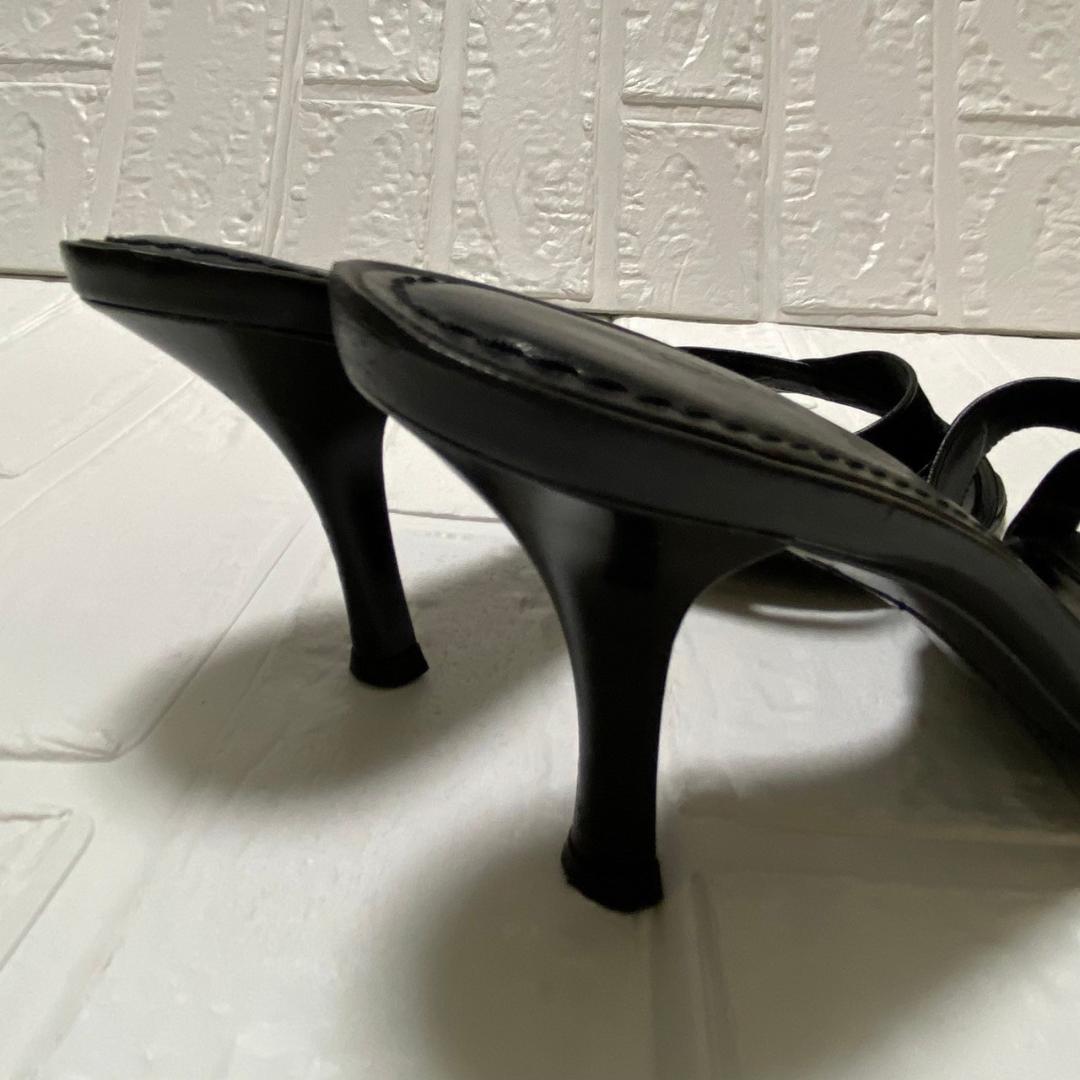 極美品 ルイヴィトン モノグラム ミュール サンダル レザー 黒 ブラック 画像9