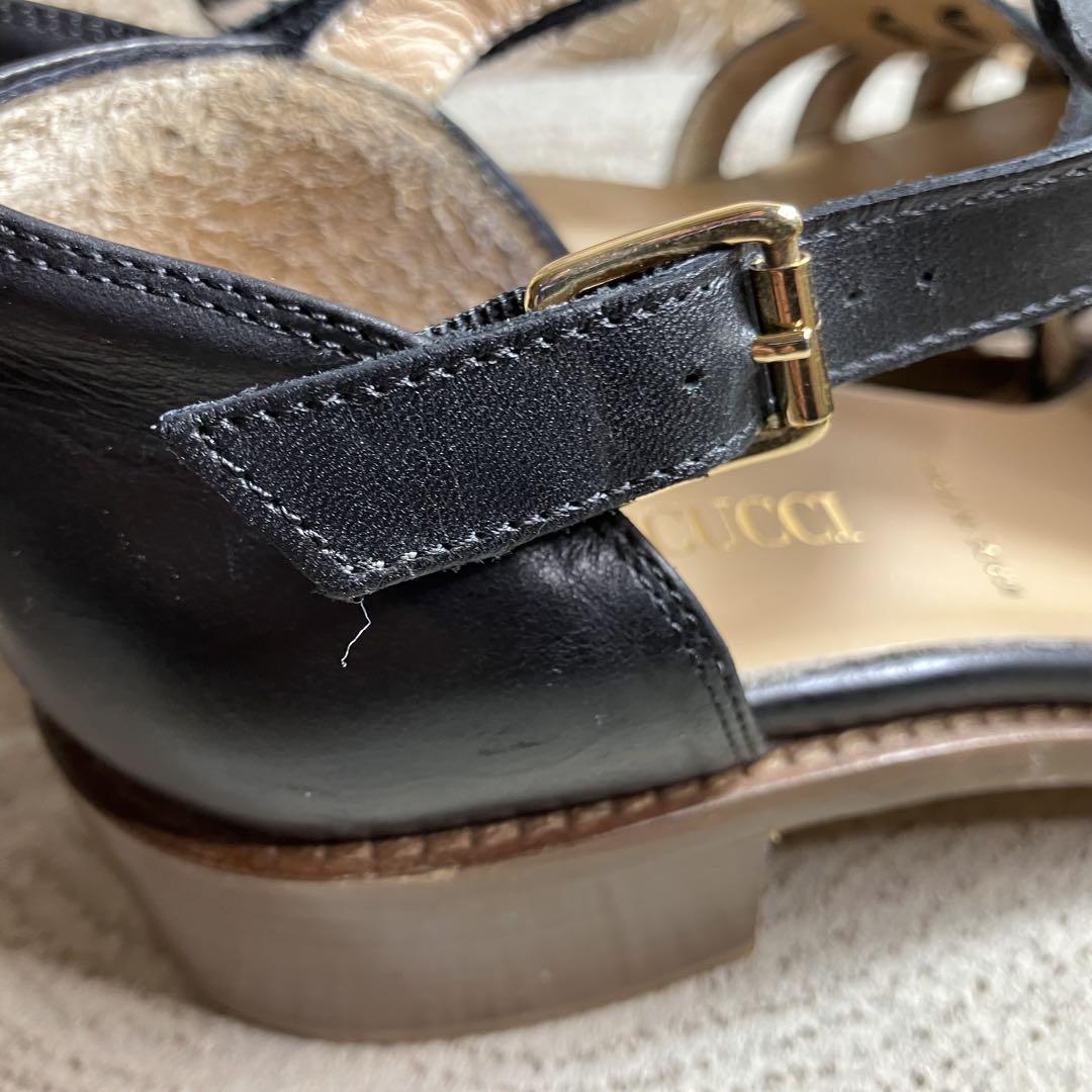 美品】PASCUCCI パスクッチ グルカサンダル ブラック23.5 EU37