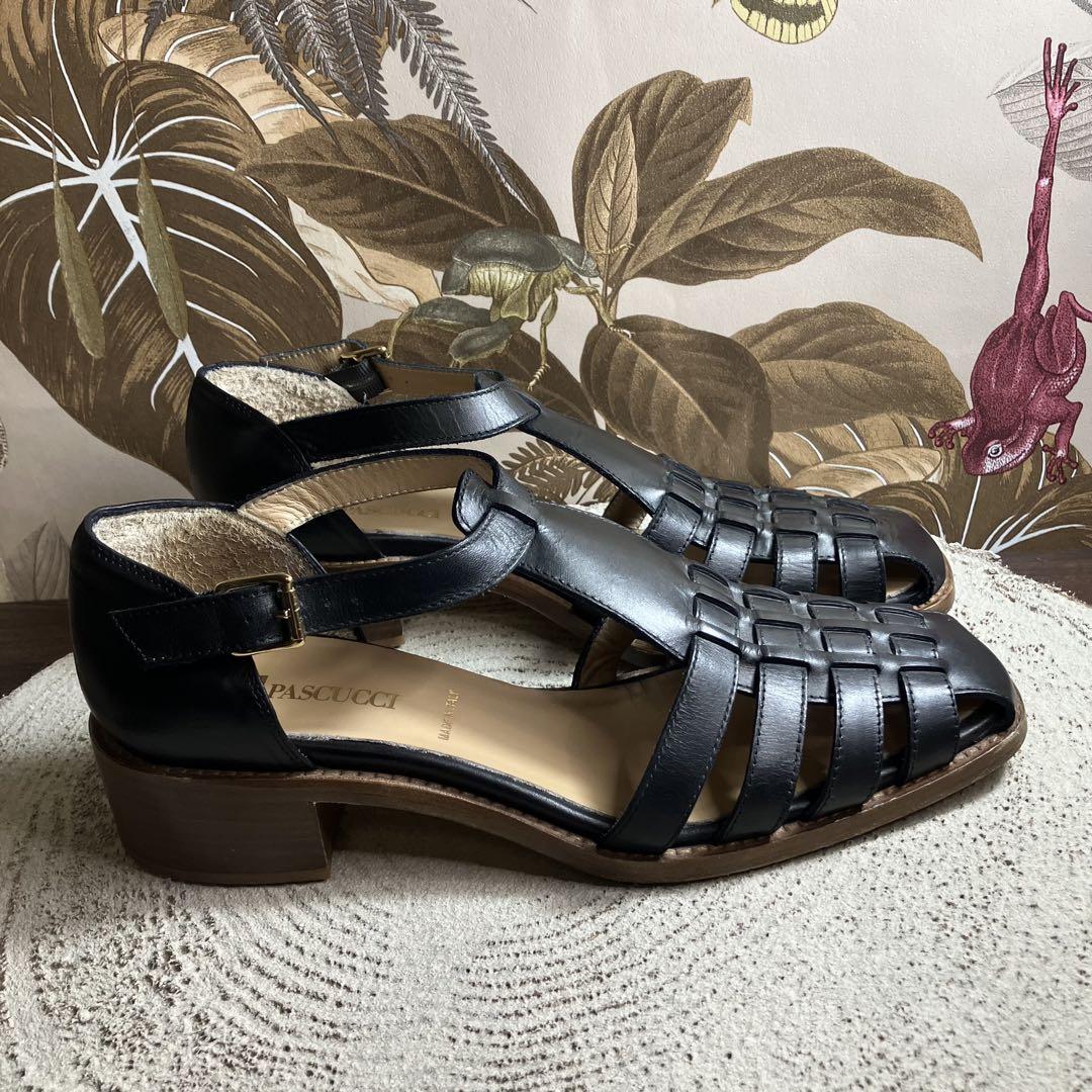 【美品】PASCUCCI パスクッチ グルカサンダル ブラック23.5 EU37 美品】PASCUCCI パスクッチ グルカサンダル ブラック23.5 EU37