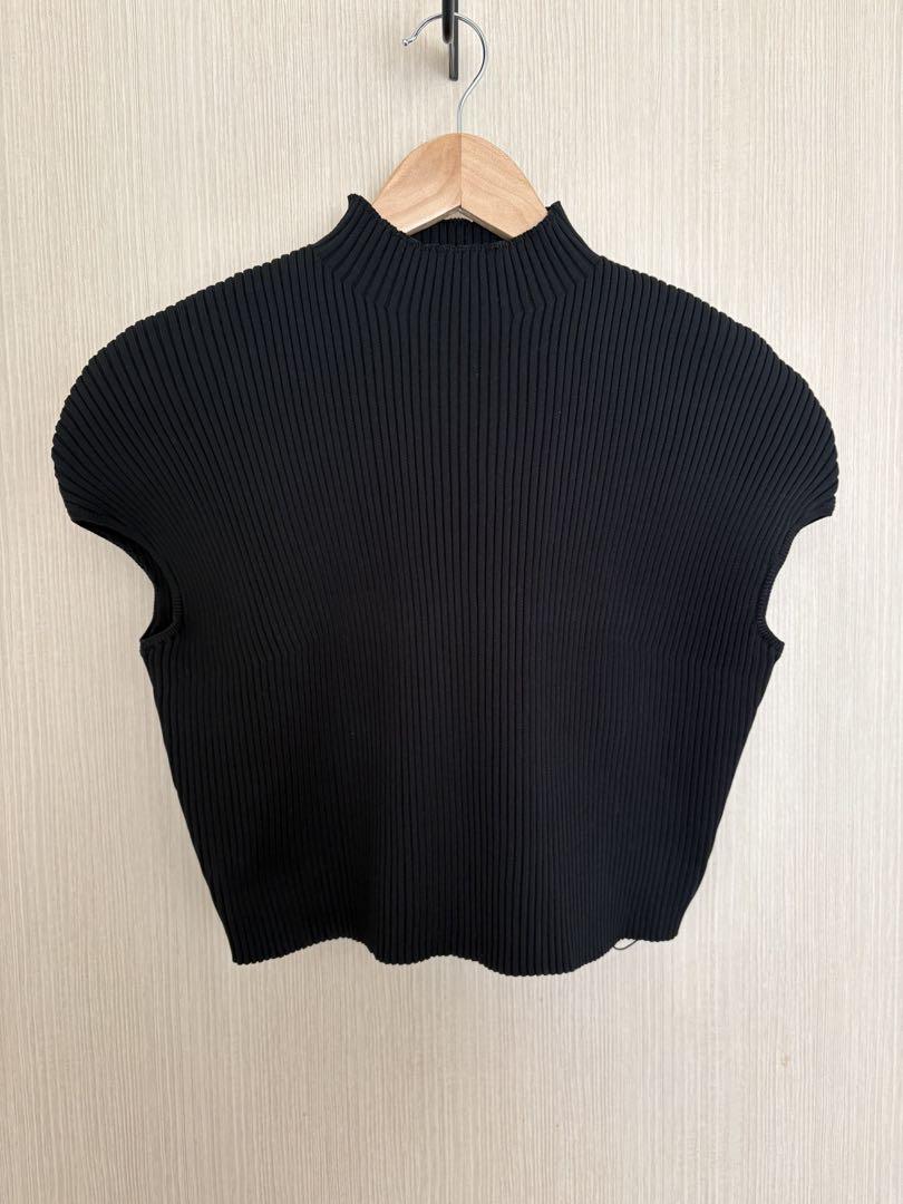 美品 RIM.ARK Half sleeve compact knit ブラック RIM.ARK | Half sleeve compact knit (KNITWEAR ) |RIM.ARK