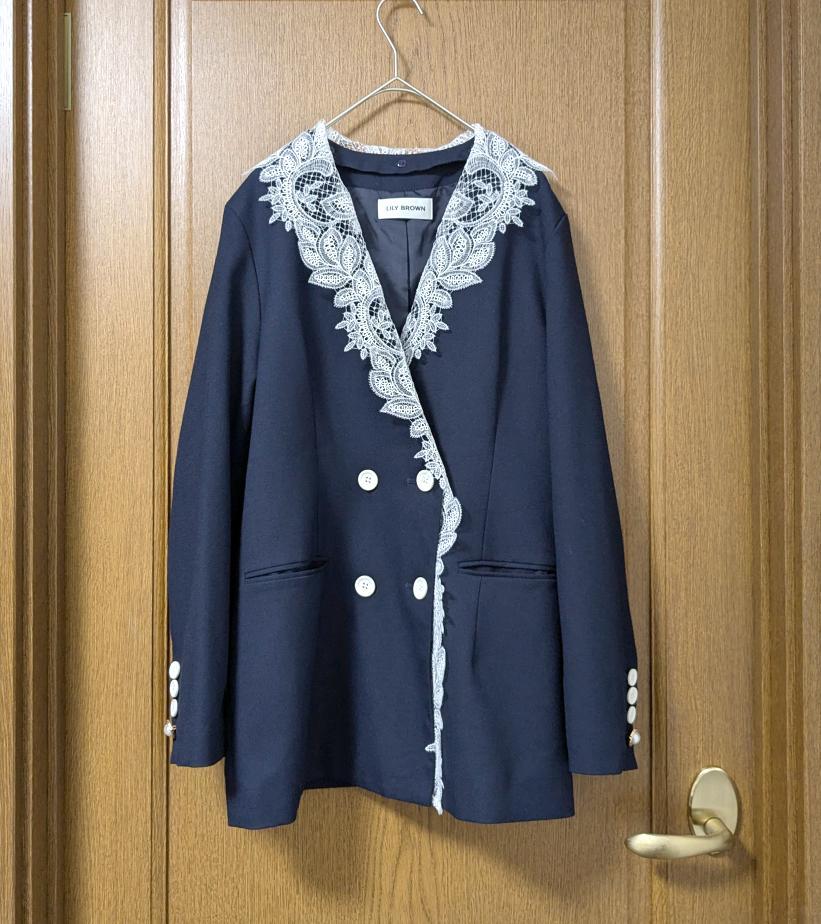 良品 LILY BROWN アタッチドレースカラーダブルJK