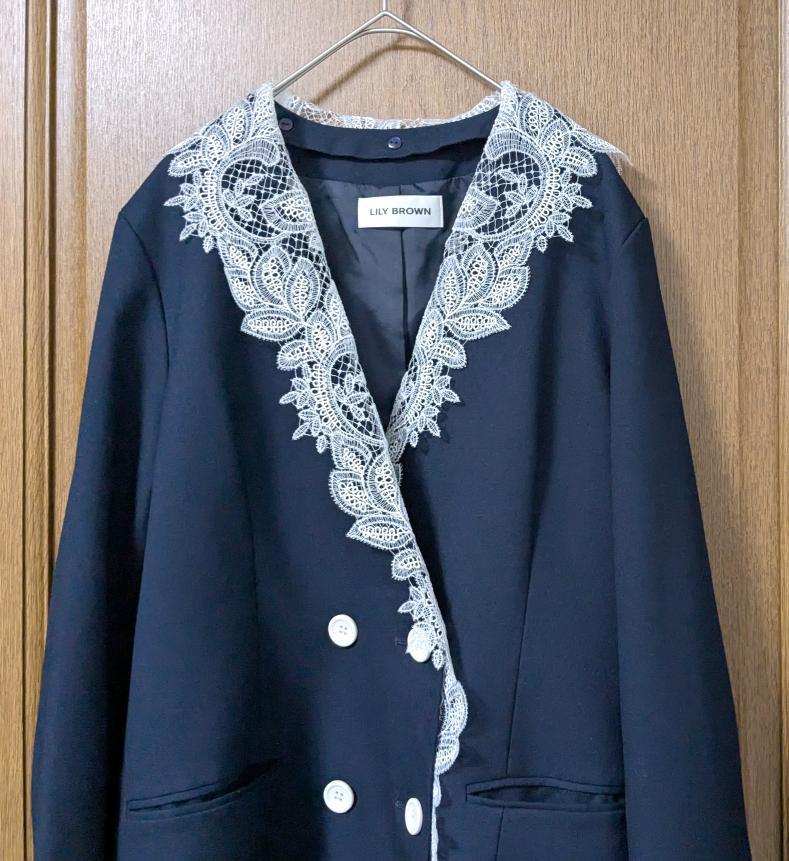 良品 LILY BROWN アタッチドレースカラーダブルJK