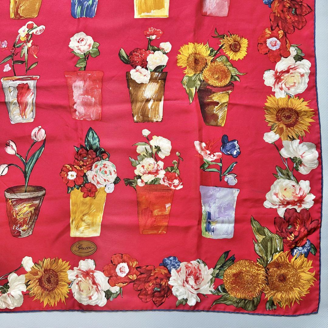 GUCCI オールドグッチ ヴィンテージ スカーフ 花柄 フラワー