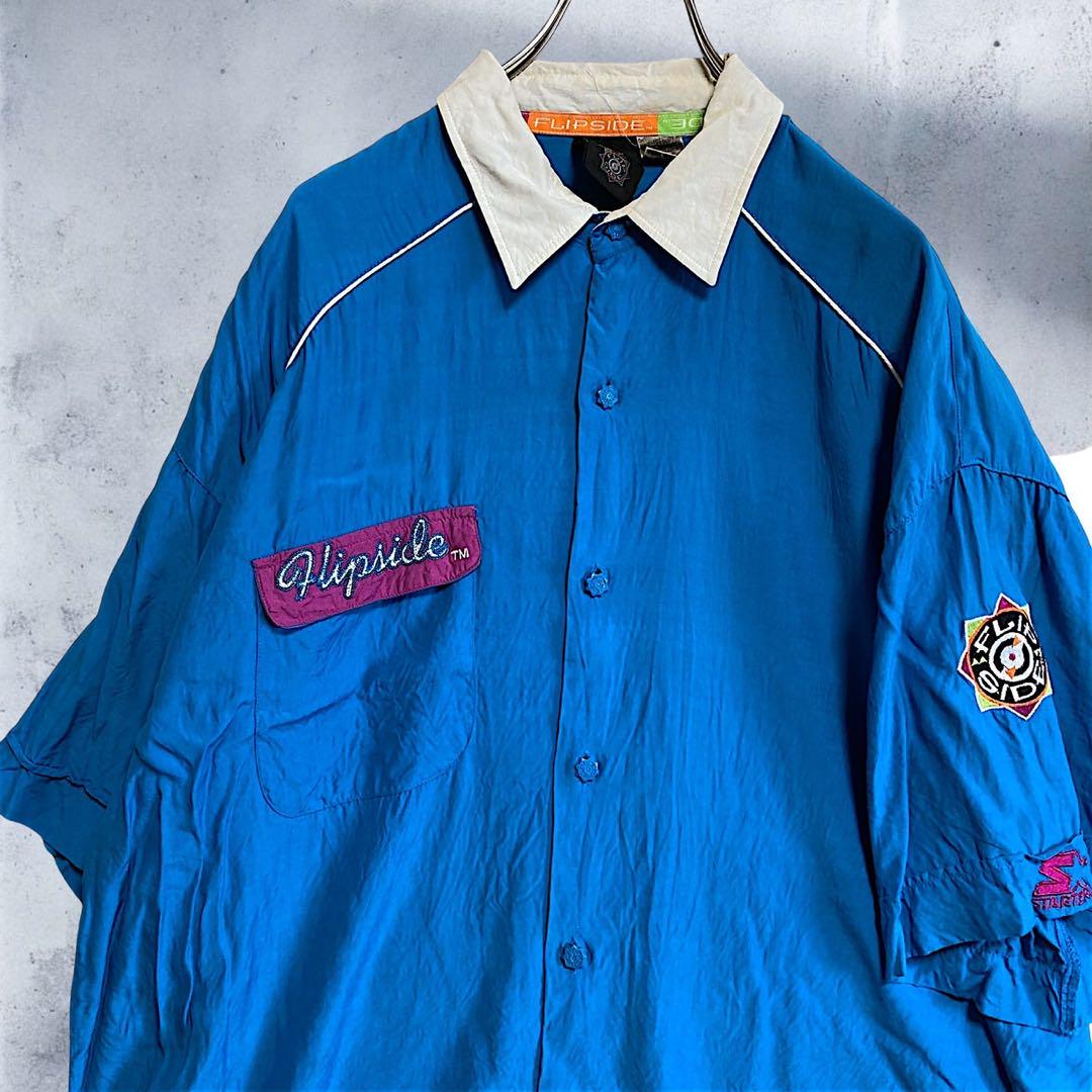BDYT ボウリング シャツ 半袖 古着 80s 青 スターター STARTER