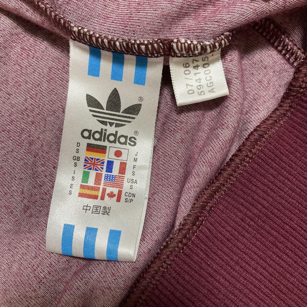 adidas トラックジャケット ベロア 刺繍ロゴ　赤　M 00s