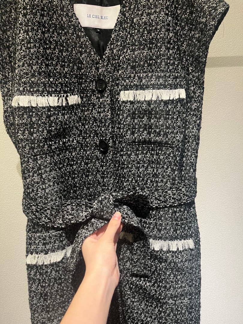 ルシェルブルー ツイードジレドレスS・LE CIEL BLEU WWW_MORNINGWALKER_COM