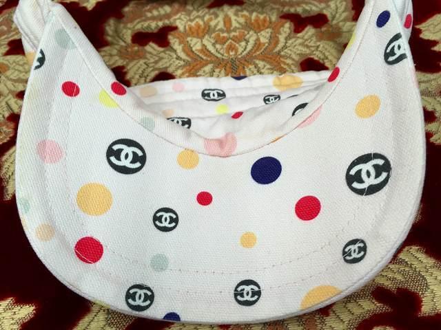 ブランド公式通販サイト CHANEL 正規品 サンバイダー うすピンク系 ココマークドット柄 帽子