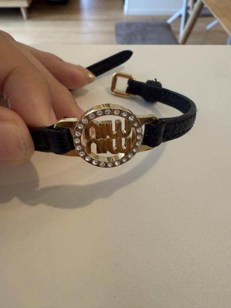 Miu Miu 黒 ブレスレット ミュウミュウ miumiu ブレスレット 黒 ブラック シルバー