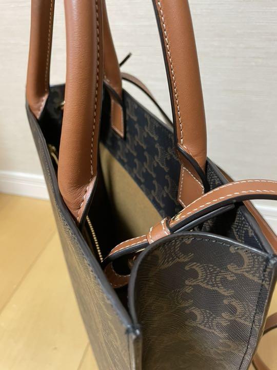セリーヌ カバ バーティカル トリオンフキャンバス レザー タン セリーヌミニバーティカルカバ 2WAY タン レディース レザー