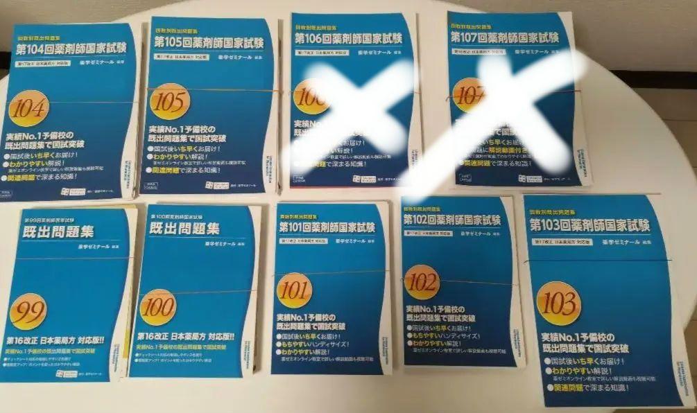 薬ゼミ99-107 薬剤師国家試験9冊+実践対策問題集（裁断済）