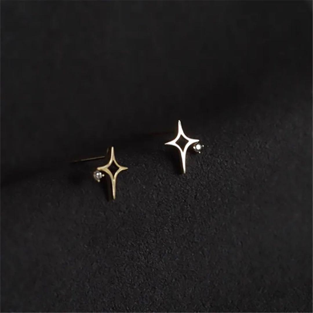 094Ap【ゴールド】ピアス　十字星　スター　大人可愛い　ダイヤ　CZ　S925 imgrc0091664556.jpg