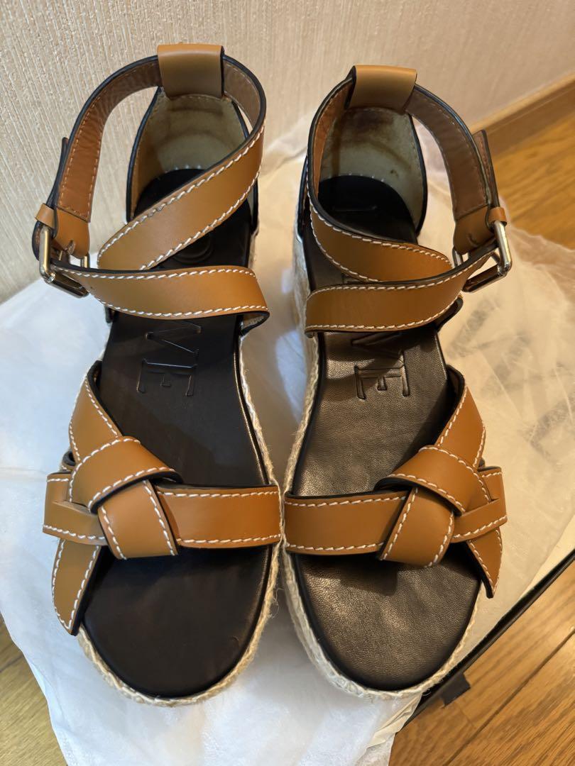 LOEWE ロエベ ゲート サンダル 39 タン ウェッジソール レディース