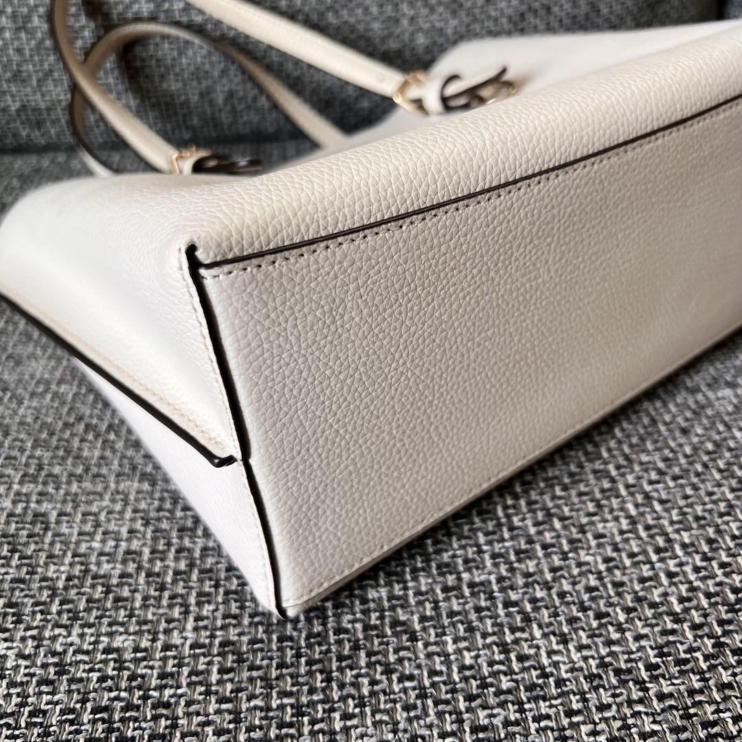 訳有 COACH モリー トート ハンドバッグ ホワイト レザー